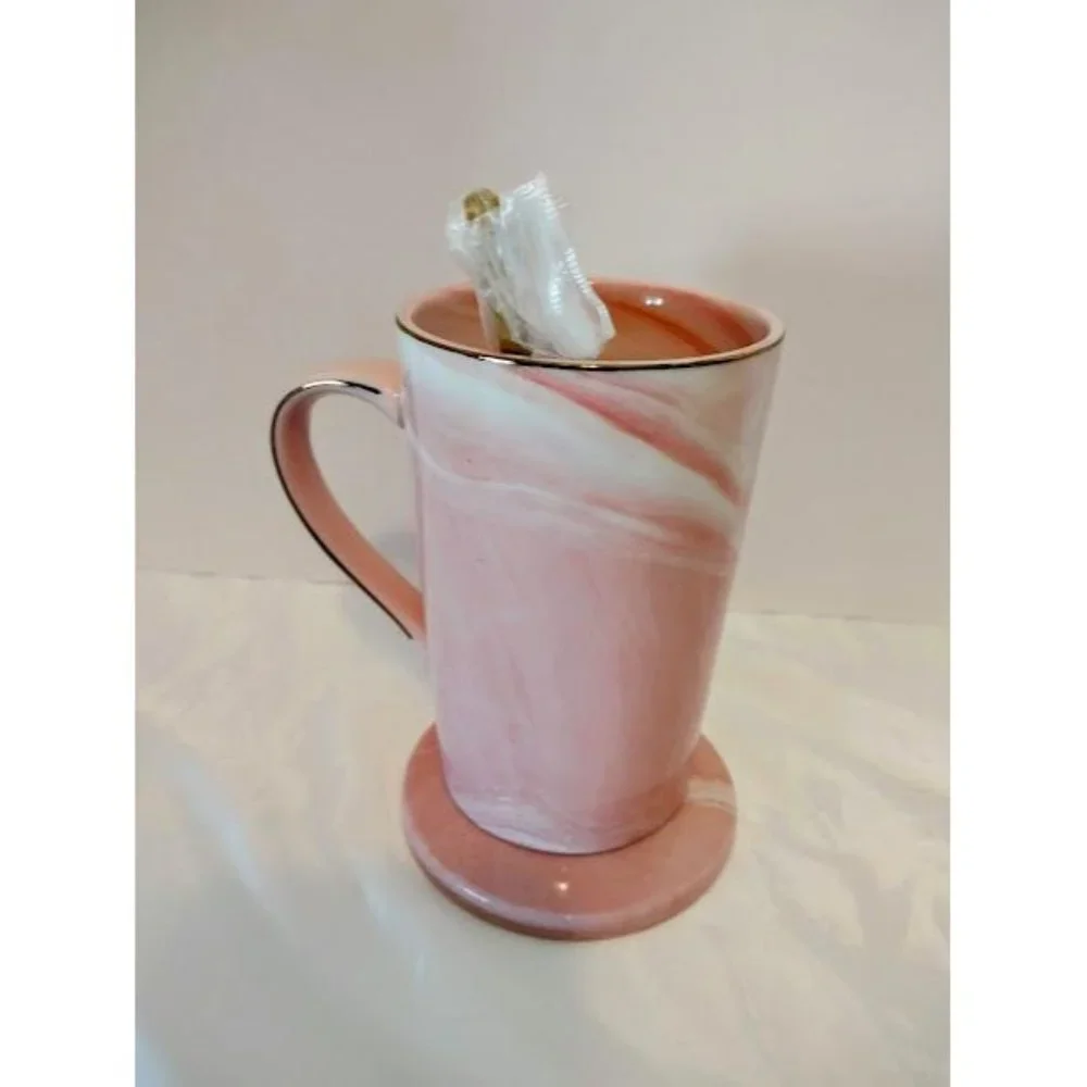- Mother In Law Coffee Mug Gift Set Pink Marbled Ceramic Gold Trim letter,…
